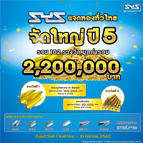 SYS จัดแคมเปญใหญ่แห่งปี แจกทองทั่วไทย มูลค่ากว่า 2 ล้านบาท