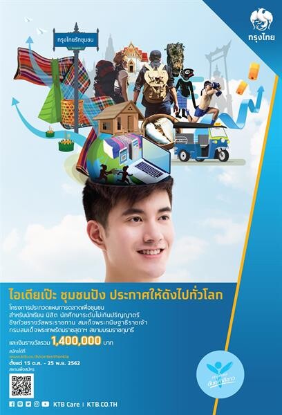 โครงการ กรุงไทยต้นกล้าสีขาว ปีที่ 13 ประกวดแผนการตลาด Digital Marketing โปรโมทชุมชน ชิงถ้วยพระราชทานและเงินรางวัลรวม 1.4 ล้านบาท