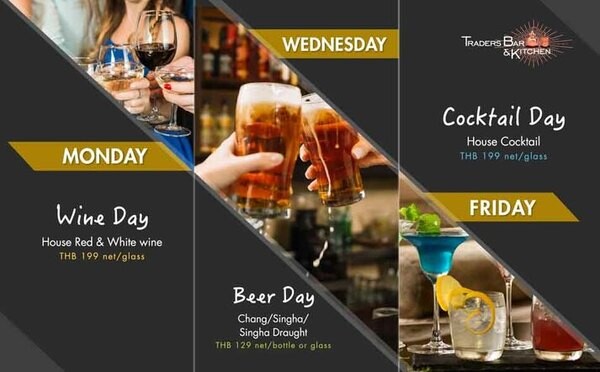 “Traders Bar & Kitchen Sukhumvit 11” นำเสนอ โปรโมชั่นเครื่องดื่ม 3 สไตล์ 3 วันต่อสัปดาห์ เอาใจนักดื่ม