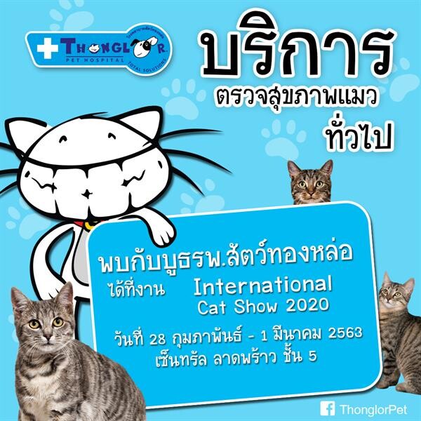 “รพส.ทองหล่อ” ชวนเหล่าบรรดาทาสน้องแมว ร่วมกิจกรรมพิเศษในงาน International Cat Show 2020