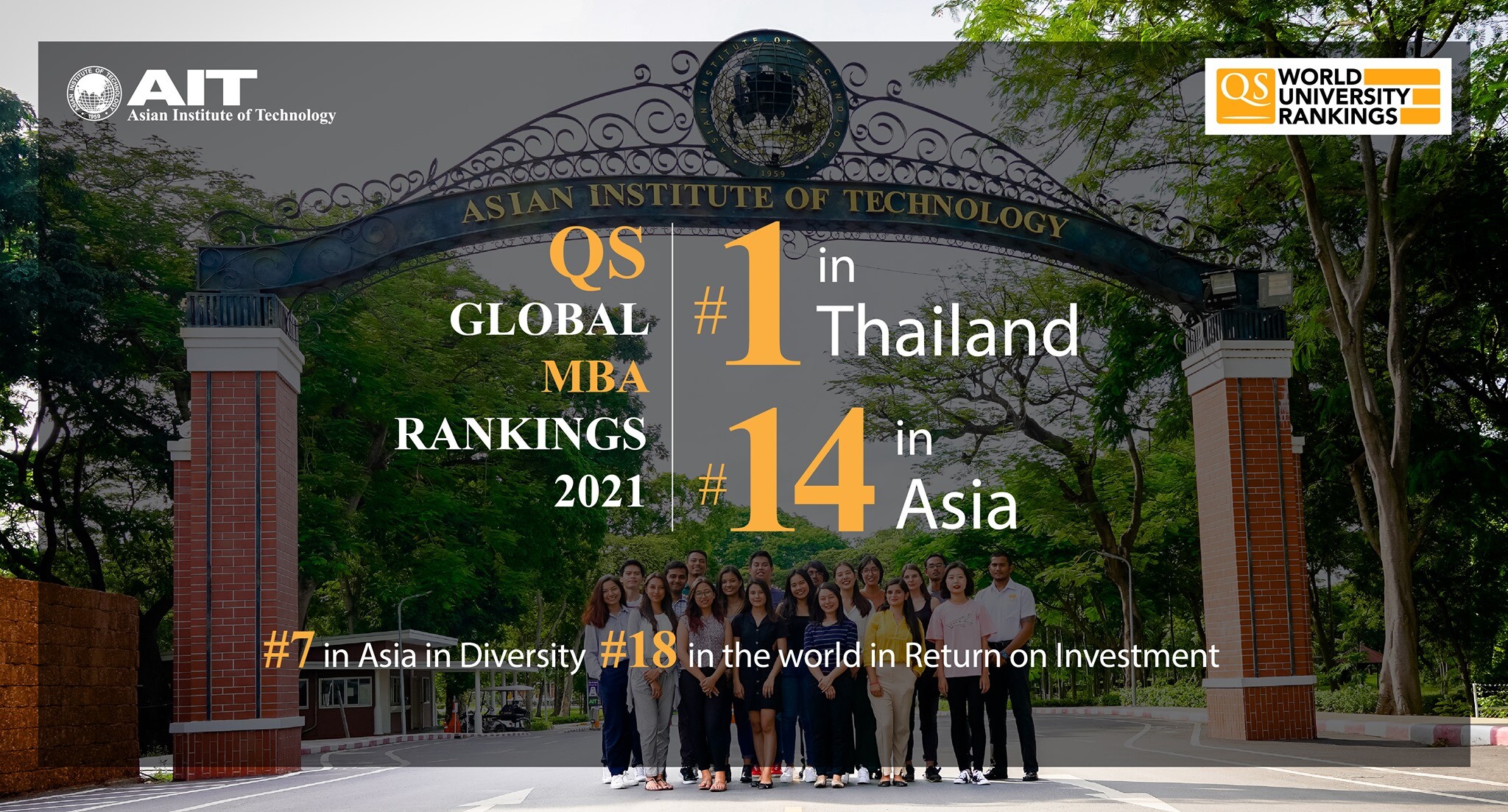 MBA สถาบัน AIT ยืนหนึ่ง ดีที่สุดในไทย! คว้าอันดับ 14 ของเอเชีย จาก QS Global MBA Rankings 2021