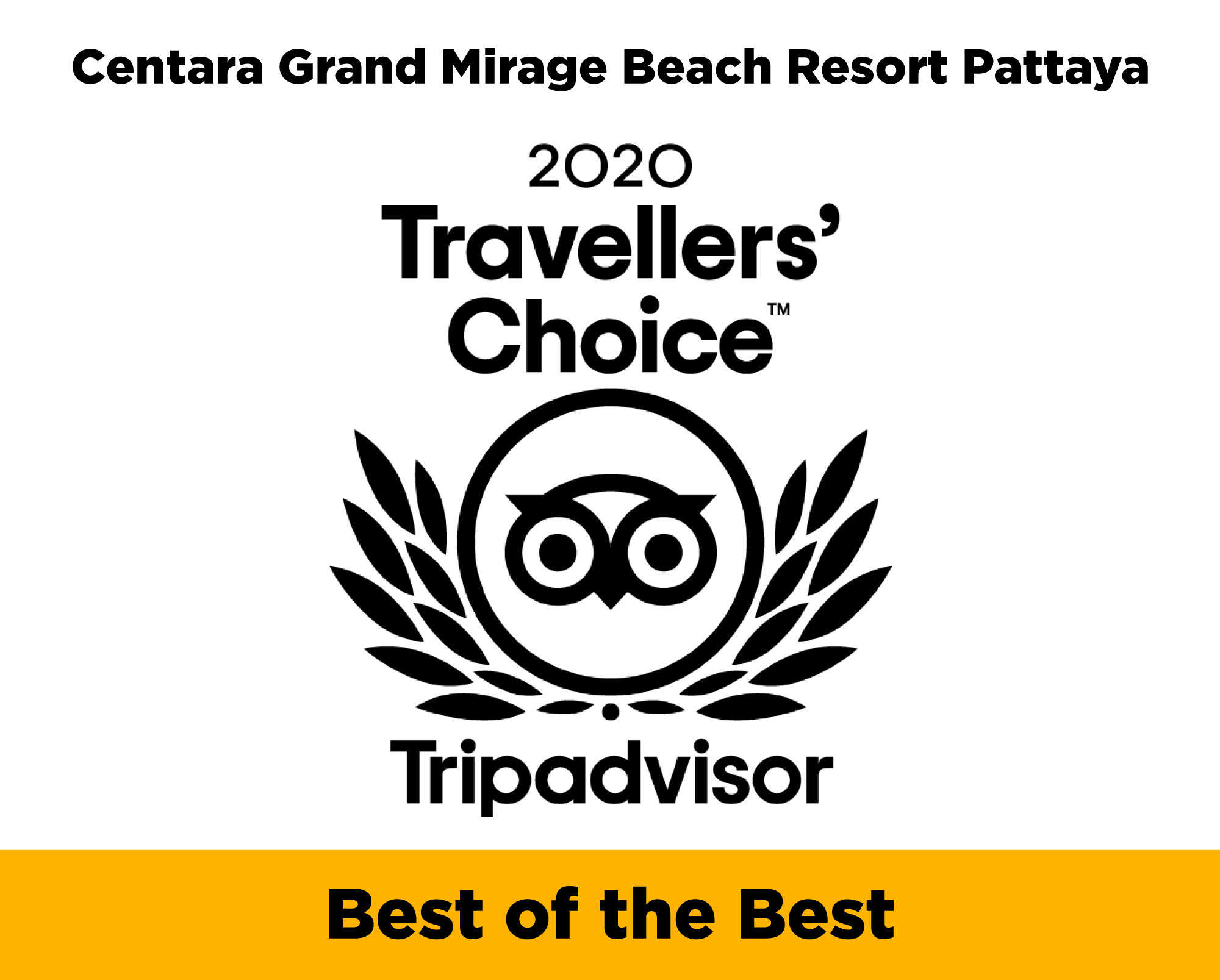 Centara Grand Mirage Beach Resort Pattaya in Top 25 Family Hotels Travelers' Choice Best of the Best award in Thailand 2020