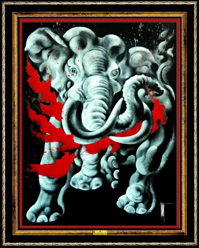 "สืบศิลป์สร้างสรรค์แบ่งปันน้ำใจสู้ภัยโควิด-19 ครั้งที่ 3" จำหน่ายภาพ "ช้างนพสุบรรณ" ผลงาน ถวัลย์ ดัชนี ศิลปินแห่งชาติ รายได้นำไปซื้ออุปกรณ์การแพทย์