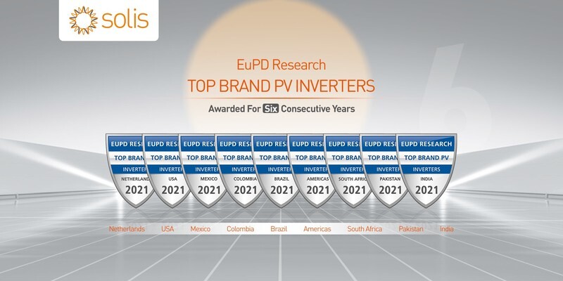 Solis คว้ารางวัล "Top PV Brand 2021" สาขาอินเวอร์เตอร์ ใน 8 ประเทศ ทั่ว 5 ทวีป