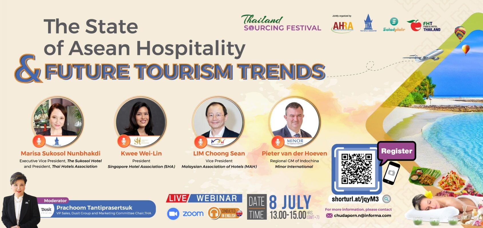 AHRA ผนึก สมาคมโรงแรมไทย และ ฟู้ดแอนด์โฮเทล ไทยแลนด์ จัดสัมมนาออนไลน์ "สถานการณ์ท่องเที่ยวและการโรงแรมในภูมิภาคอาเซียน  และเทรนด์การท่องเที่ยวในอนาคต"