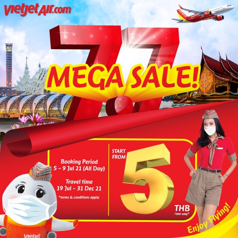 Celebrate '7.7 Mega Sale' with Thai Vietjet from just 5THB
