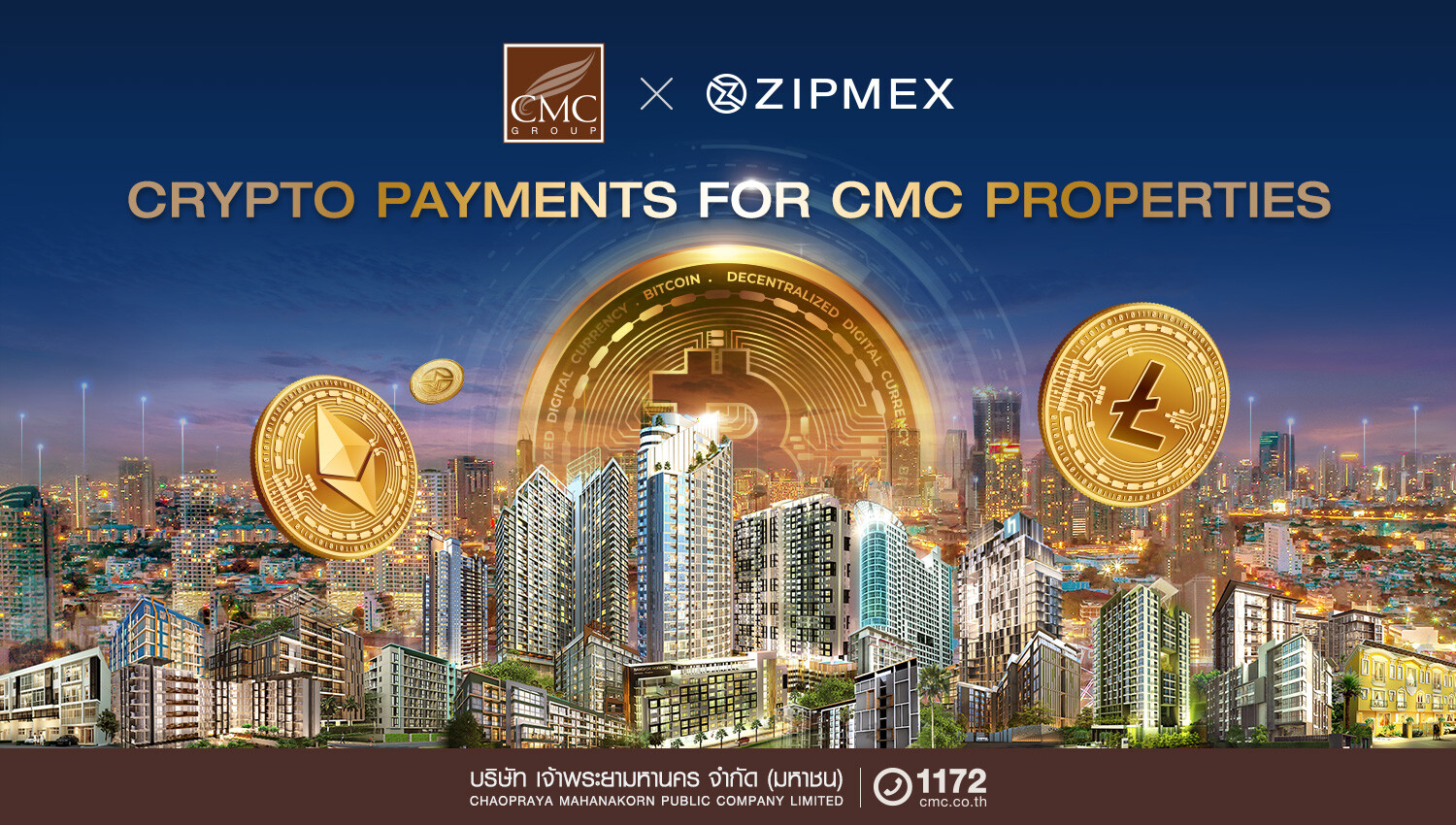CMC จับมือ Zipmex ก้าวสู่โลกการเงินไร้พรมแดน รุกตลาดคริปโทฯ เปิดซื้อขายคอนโด-บ้าน รับทุกสกุลเหรียญกับทุกโครงการ