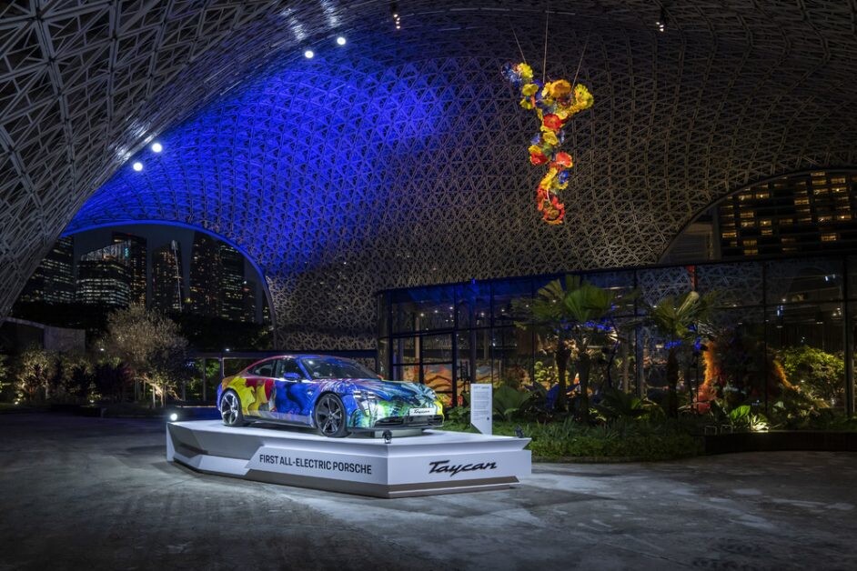 Porsche Taycan electrifies Singapore's Gardens by the Bay with Dale Chihuly: Glass in Bloom