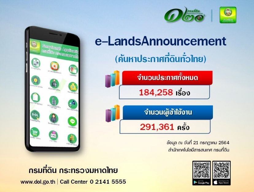 "e-LandsAnnouncement" ตอบโจทย์ โดนใจ เช็คประกาศสำนักงานที่ดินทั่วไทย ได้ทุกที่ทุกเวลา
