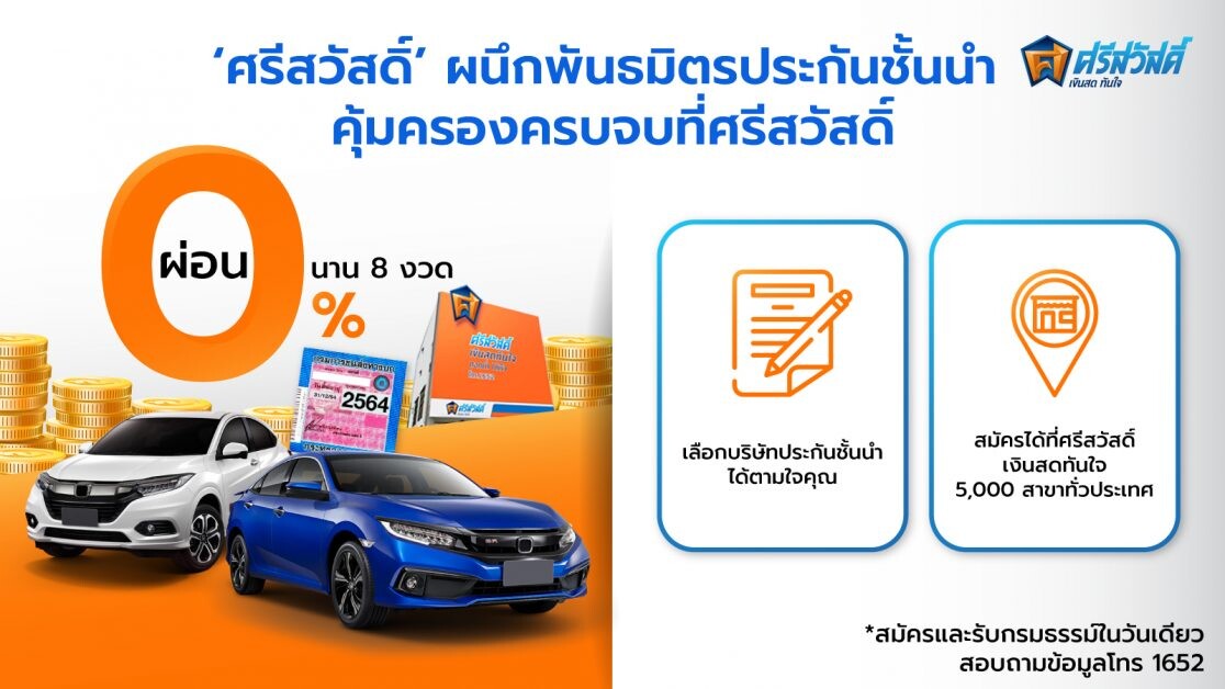 Srisawad ventures into the insurance business by joining forces with leading insurers to incorporate a one stop service aims to achieve over 2-billion-baht in 2021