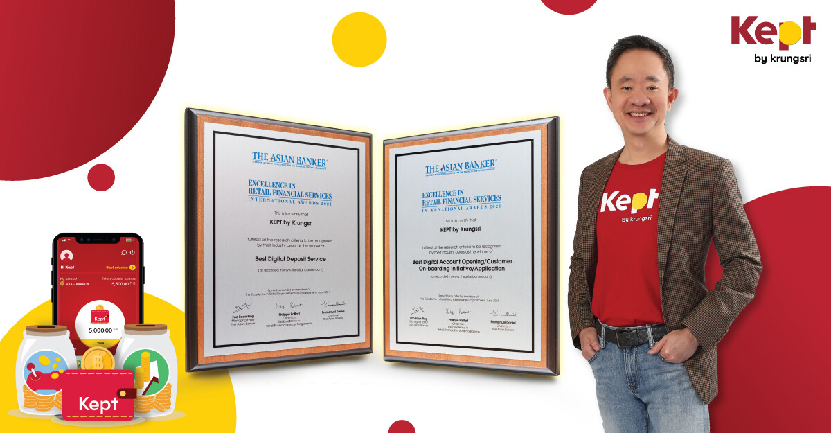 Kept by krungsri receives 2 awards from The Asian Banker, reinforcing its leadership in digital banking