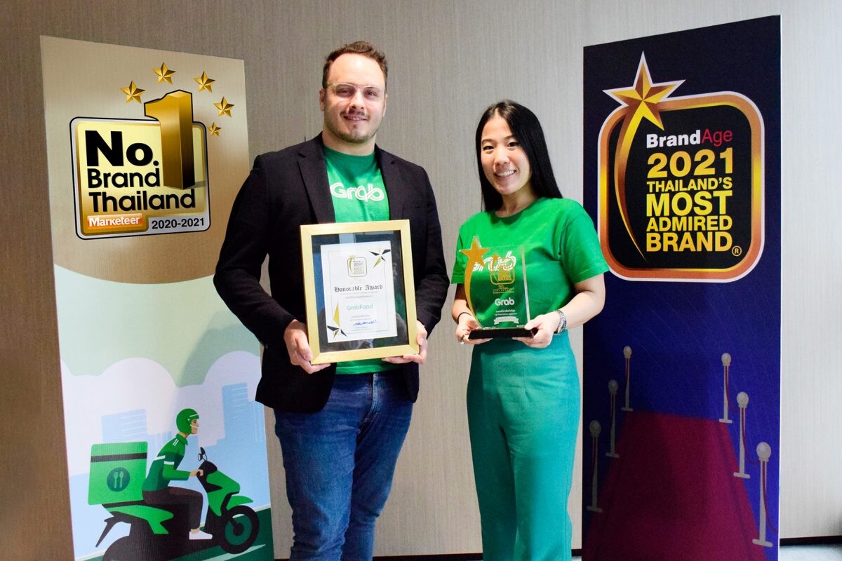 GrabFood wins two prestigious awards Reinforcing its leadership position in Thailand's food delivery industry
