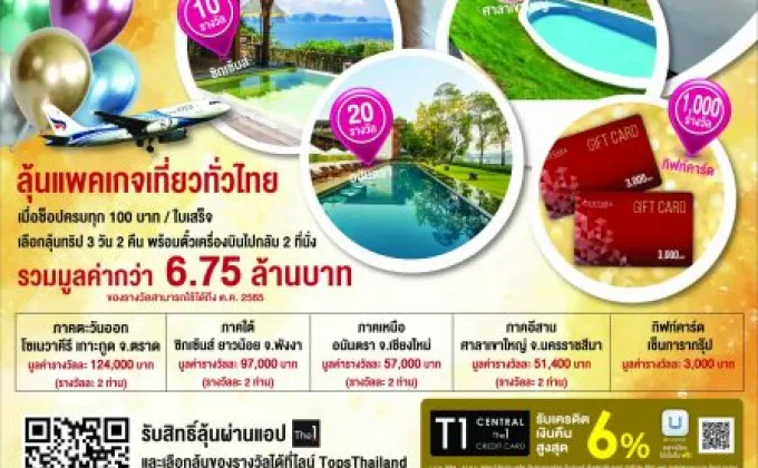 ท็อปส์ และ แฟมิลี่มาร์ท ชวนช้อปลุ้นรับแพคเกจเที่ยวทั่วไทยสุดหรูเที่ยวได้ถึงปีหน้า