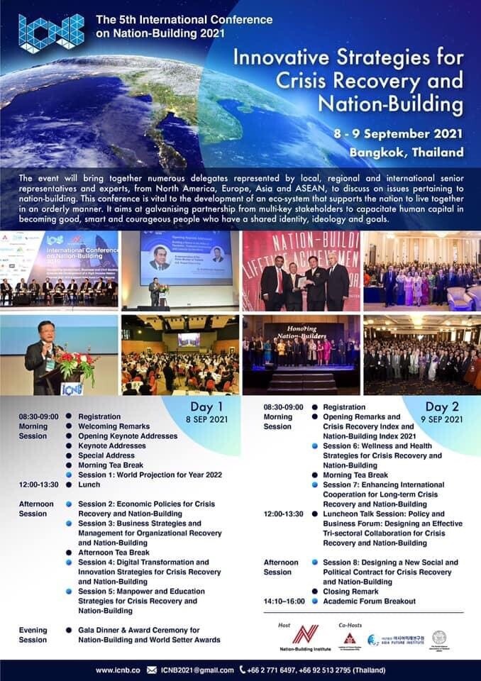 จัดการประชุมนานาชาติว่าด้วยการสร้างชาติ ครั้งที่ 5 (The 5th International Conference on Nation-Building 2021)