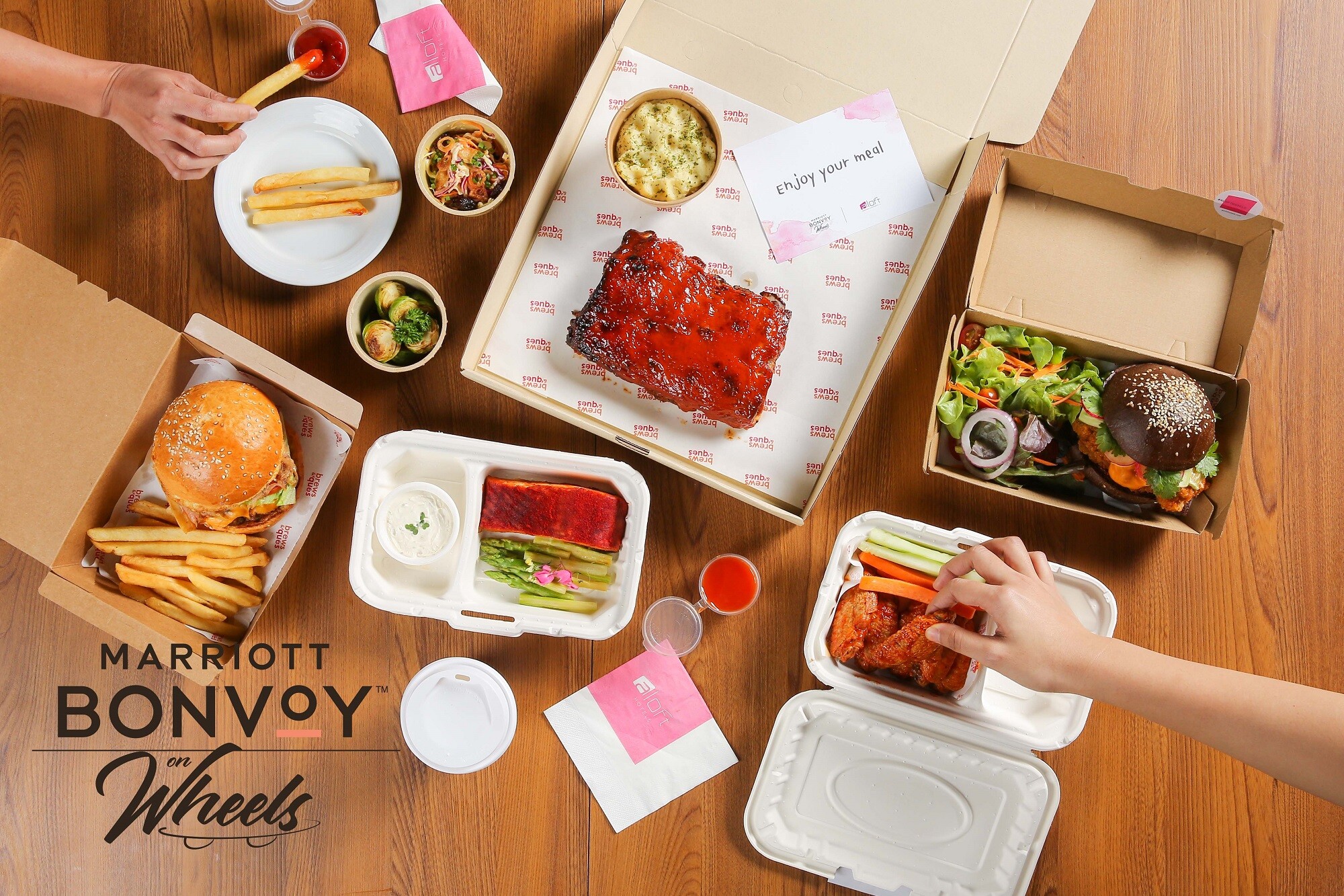 Aloft Bangkok's specialty restaurants Re:fuel by Aloft and brews & 'ques by Crave Join Bangkok's latest food delivery and takeaway service, Marriott Bonvoy On Wheels Thailand