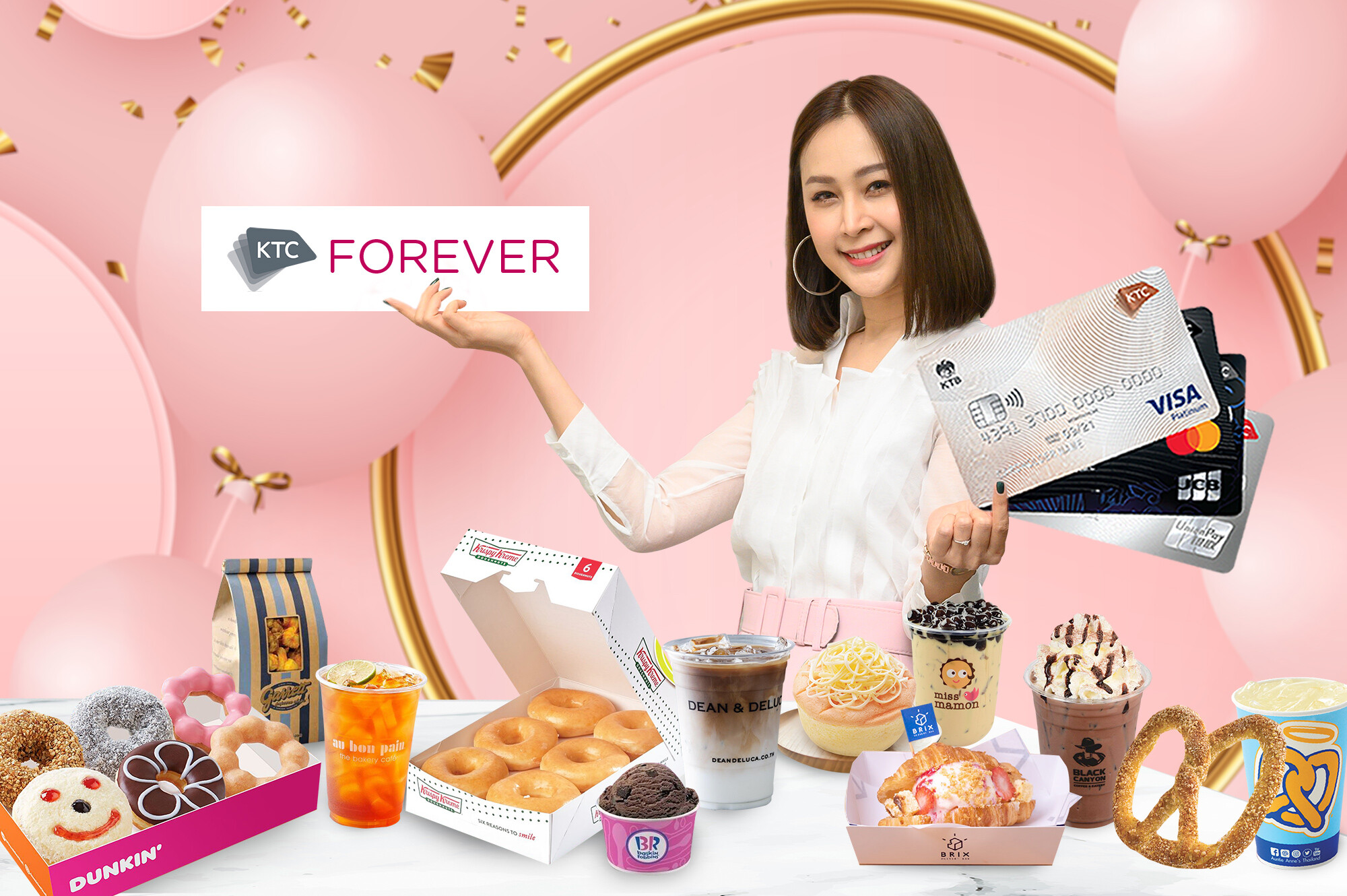 KTC jointly with 41 popular dessert stores offers cardmembers the option to redeem  249 KTC FOREVER points or more for delicious desserts and beverages