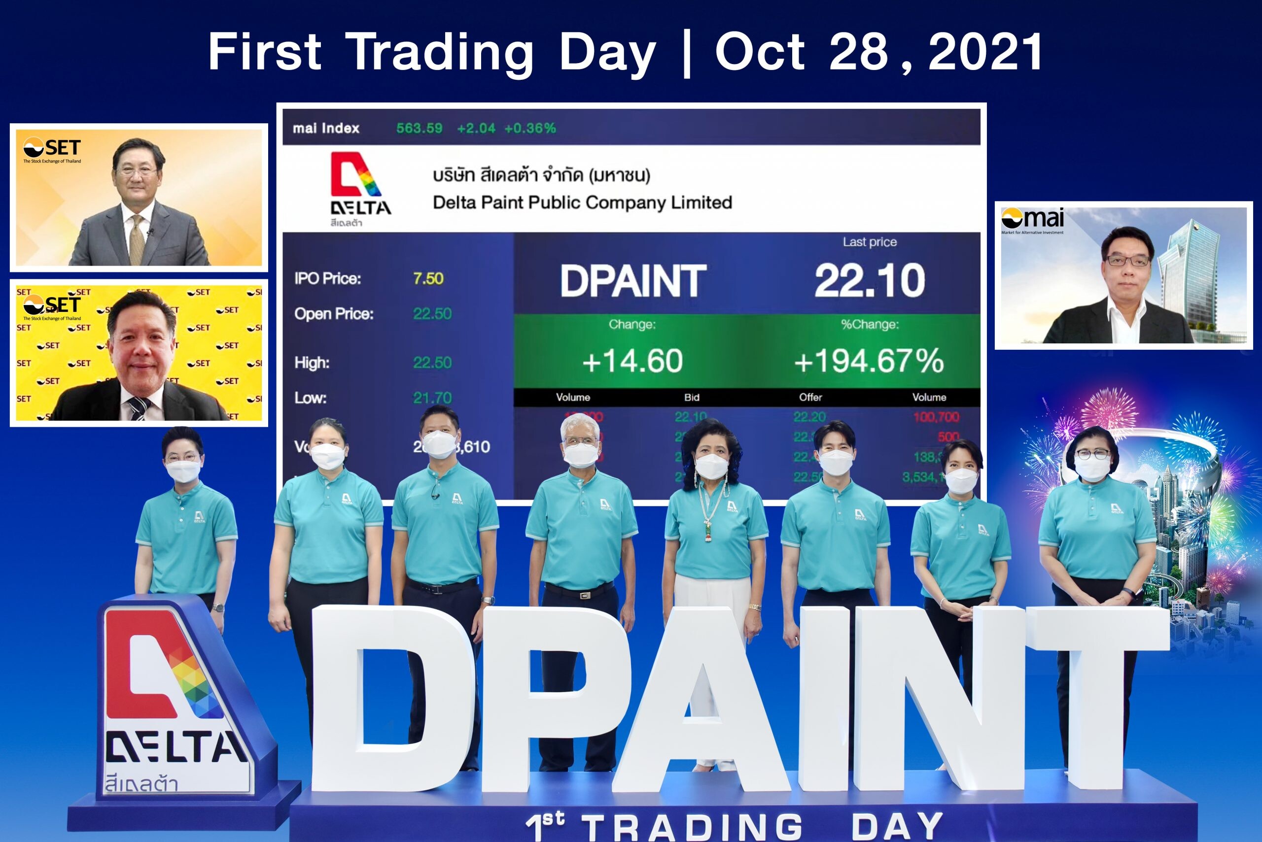DPAINT ลั่นระฆังเทรดวันแรก เปิดตลาดฯ ราคาเหนือจอง 200%