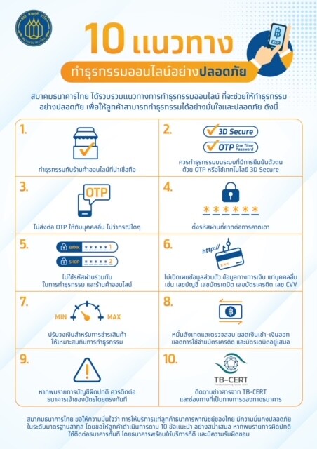 "สมาคมธนาคารไทย" แนะ "10 แนวทาง" ทำธุรกรรมออนไลน์อย่างปลอดภัย