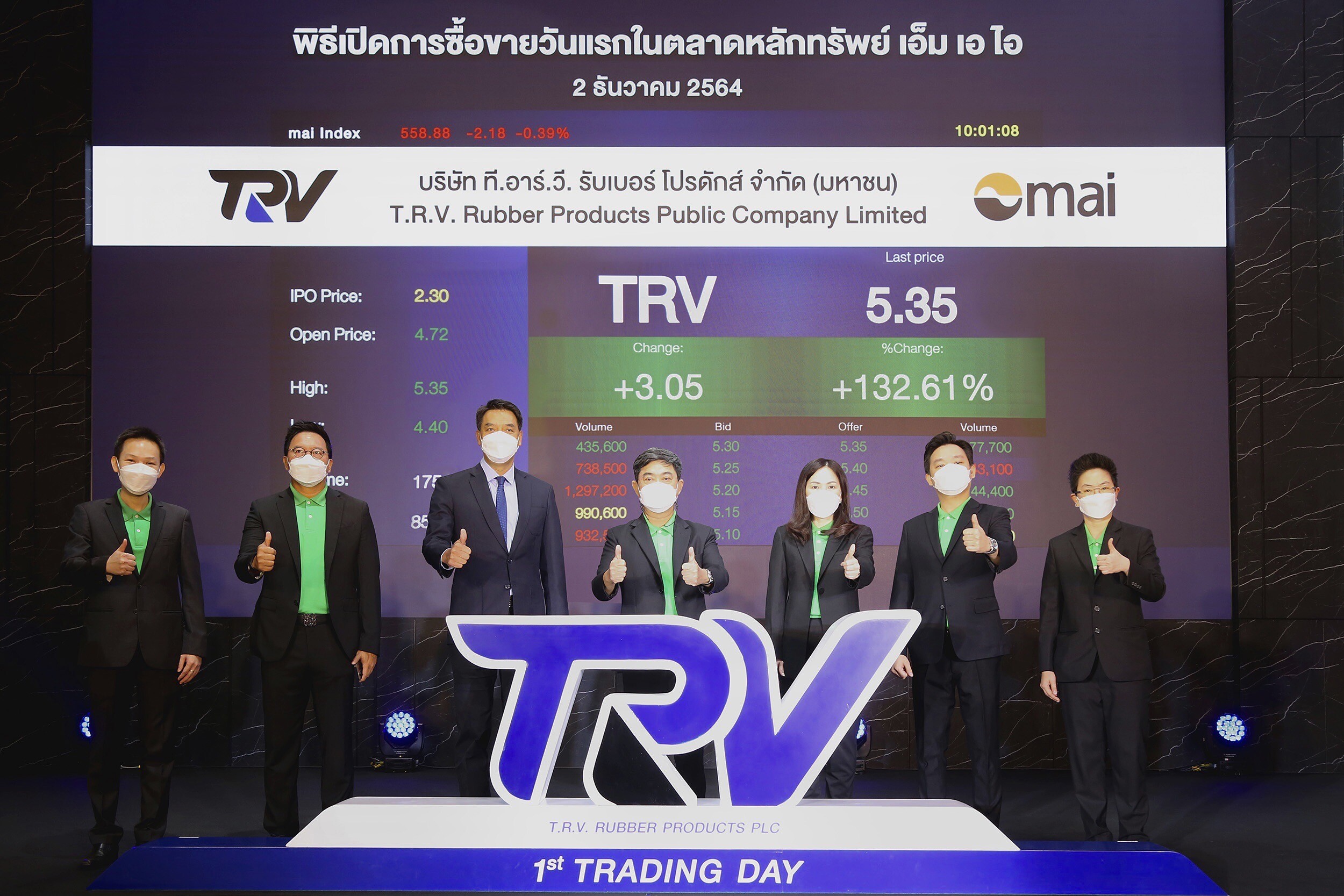 TRV ลั่นระฆังเทรดวันแรก 4.72 บาท ราคาเหนือจอง 105.22%