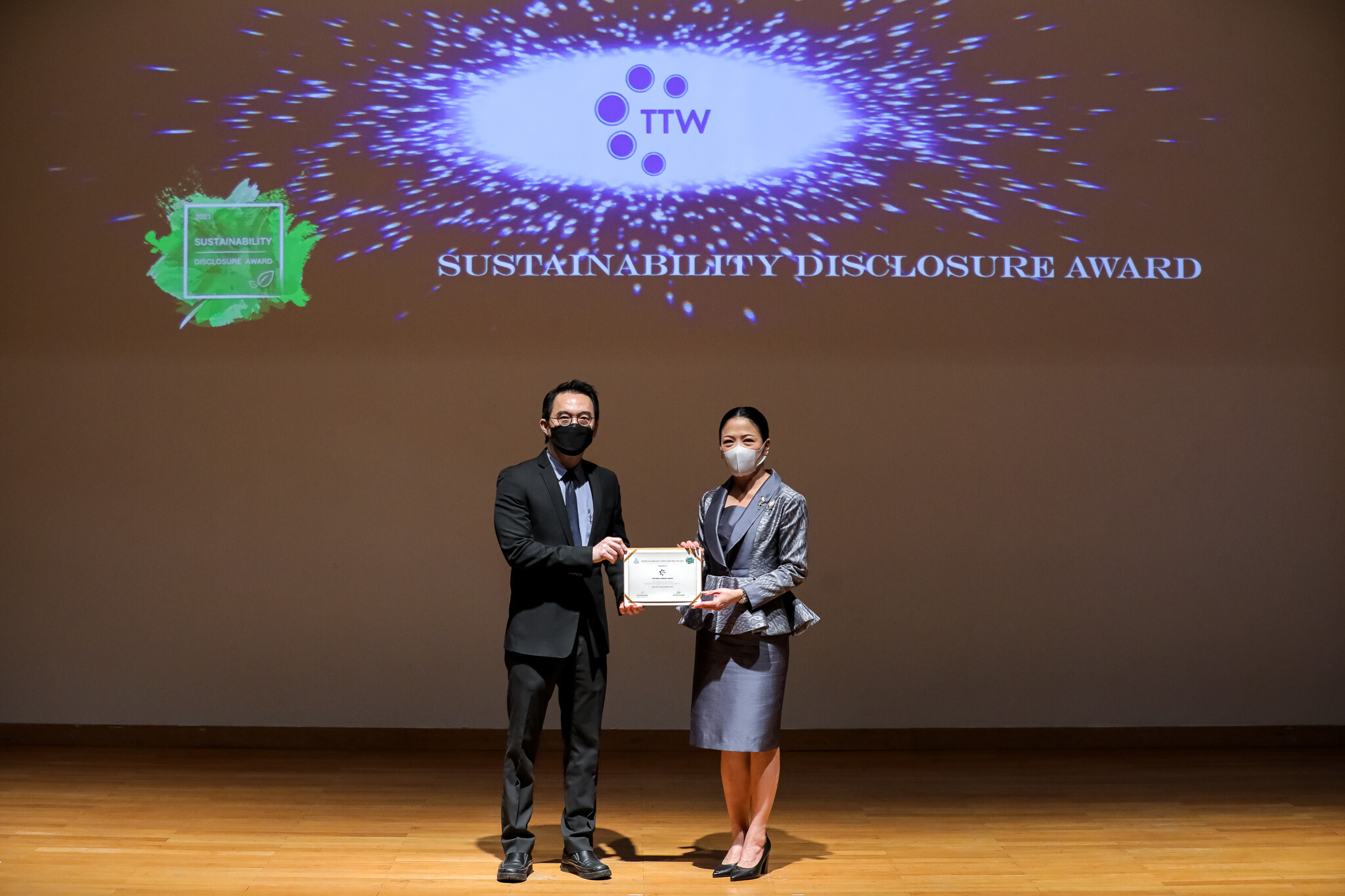 TTW รับรางวัลเกียรติคุณ Sustainability Disclosure Award ประจำปี 2564  จากสถาบันไทยพัฒน์ ต่อเนื่องเป็นปีที่ 3