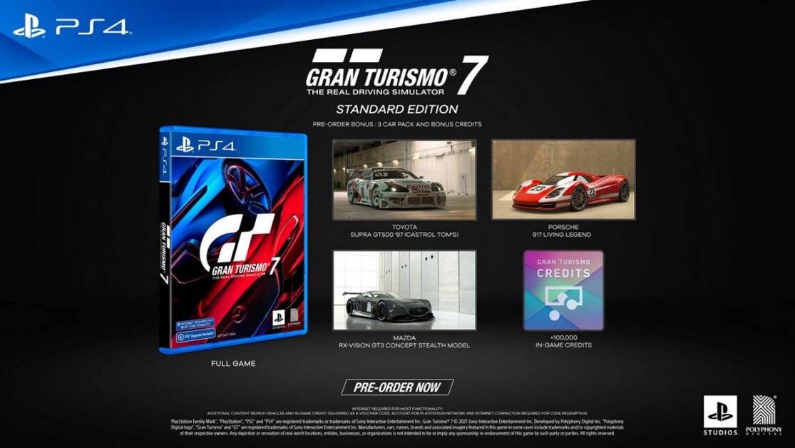 เกม "Gran Turismo 7" แบบแผ่นบลูเรย์บนเครื่องเกมคอนโซล PlayStation 5 และ PlayStation 4