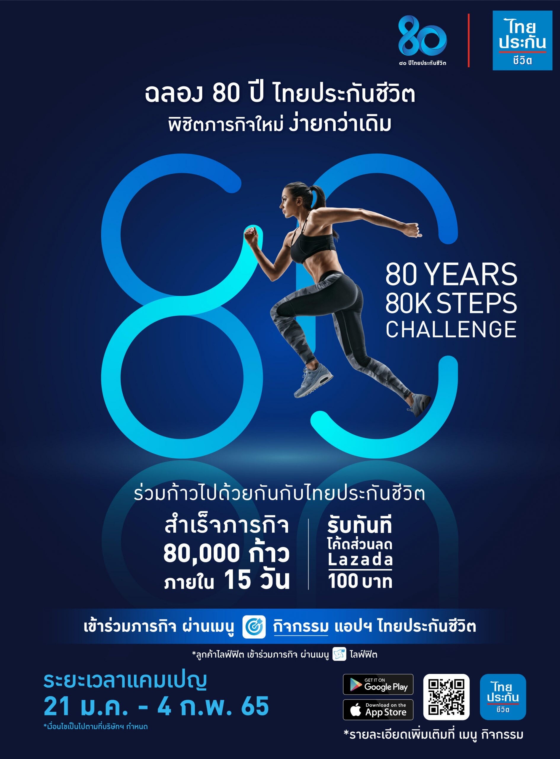 ไทยประกันชีวิต ส่งเสริมสุขภาพดีของคนไทย จัดกิจกรรม 80 ปี ไทยประกันชีวิต พิชิตภารกิจ 80,000 ก้าว