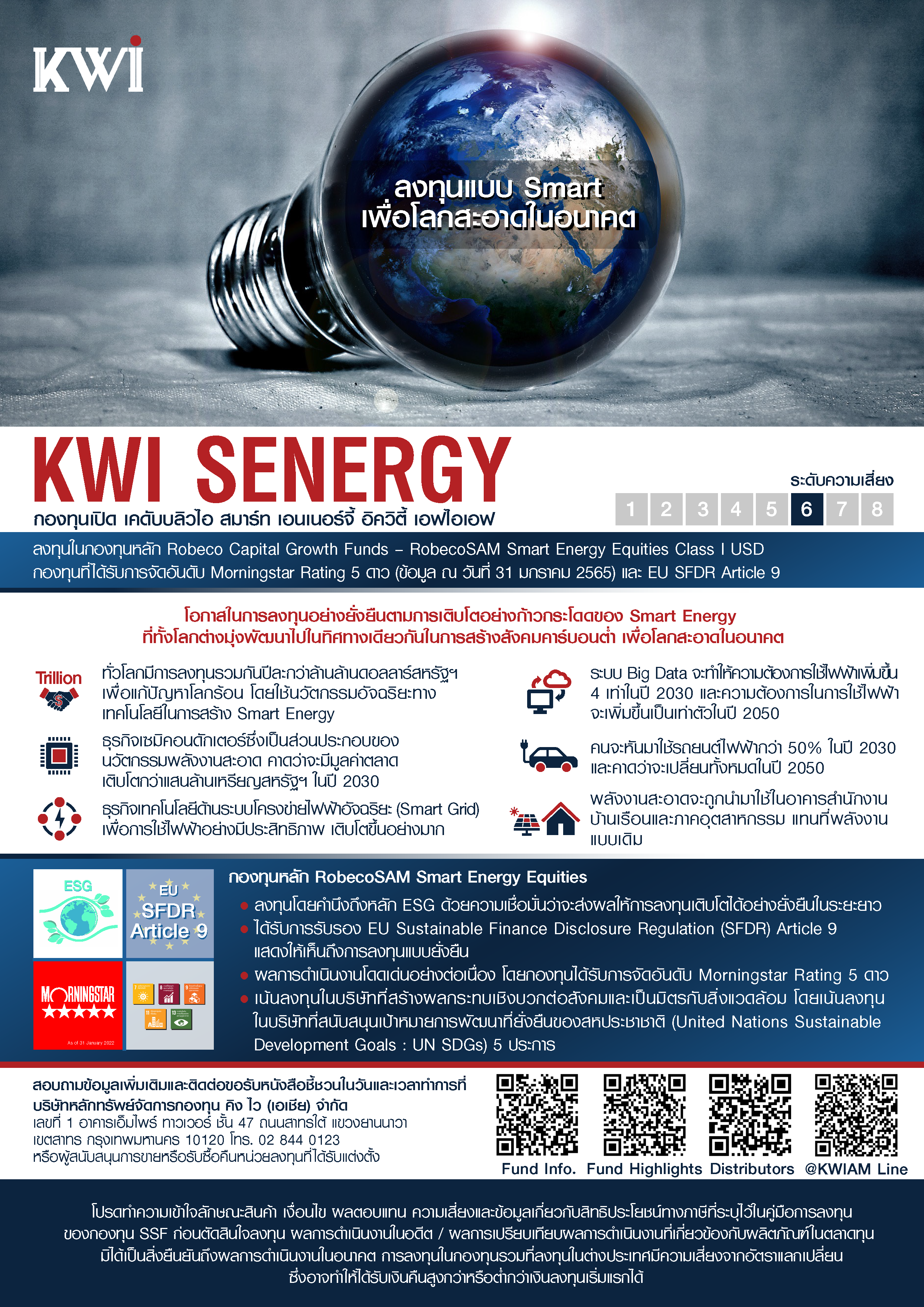KWI เปิดตัวกองทุนใหม่ KWI SENERGY ลงทุนแบบ Smart เพื่อโลกสะอาดในอนาคต IPO 21-29 มี.ค. นี้
