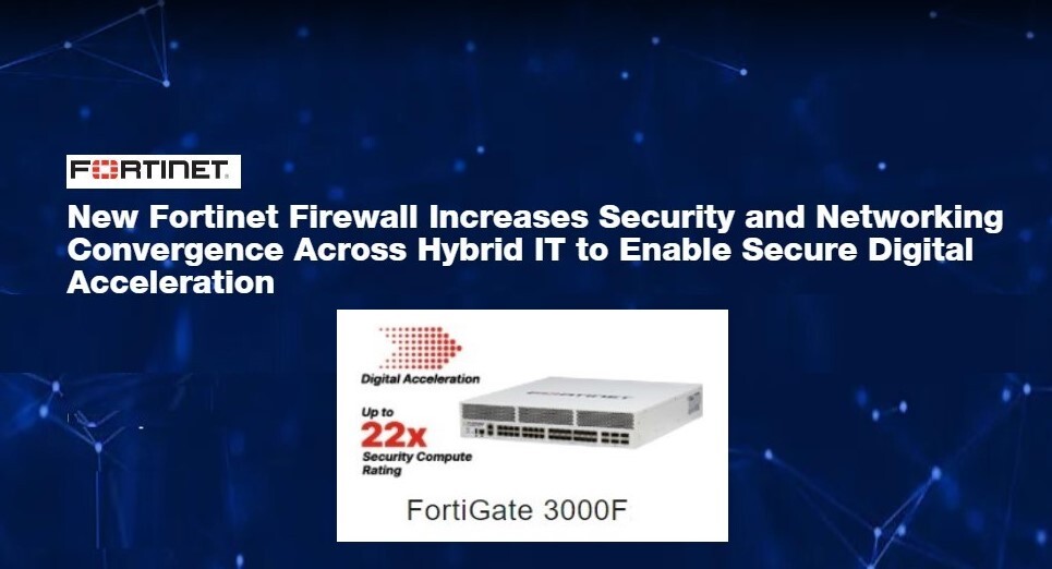 ฟอร์ติเน็ตเปิดตัวไฟร์วอลล์ FortiGate 3000F ใหม่รองรับระบบไอทีแบบไฮบริด เหมาะสำหรับองค์กรที่กำลังเร่งปฏิรูปดิจิทัลให้ปลอดภัย