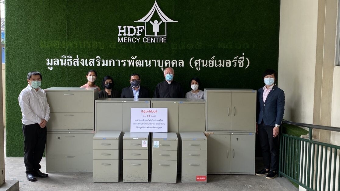 Esso and ExxonMobil affiliates in Thailand donated  used office equipment to Mercy Centre