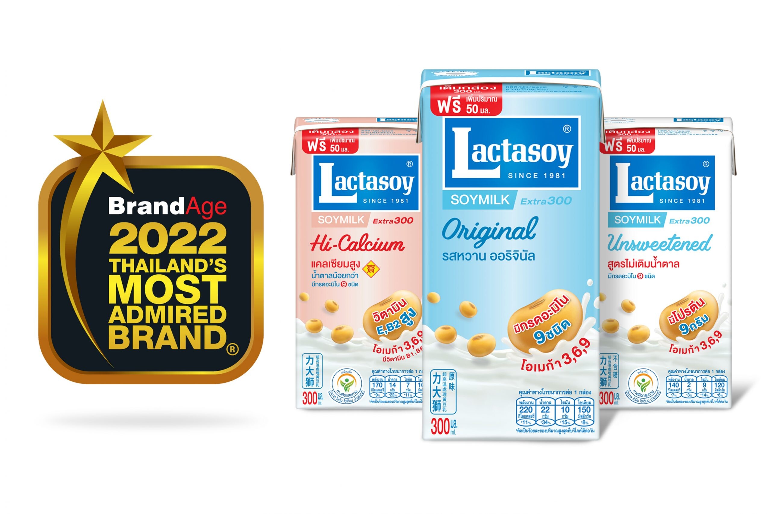 แลคตาซอย ครองบัลลังก์แบรนด์นมถั่วเหลืองที่หนึ่งในใจผู้บริโภค การันตีด้วยรางวัลล่าสุด "2022 Thailand's Most Admired Brand"