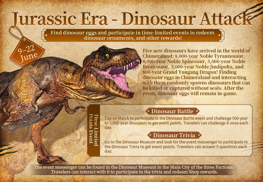 อัปเดตใหม่! ไดโนเสาร์บุก Chimeraland  Jurassic Era - Dinosaur Attack