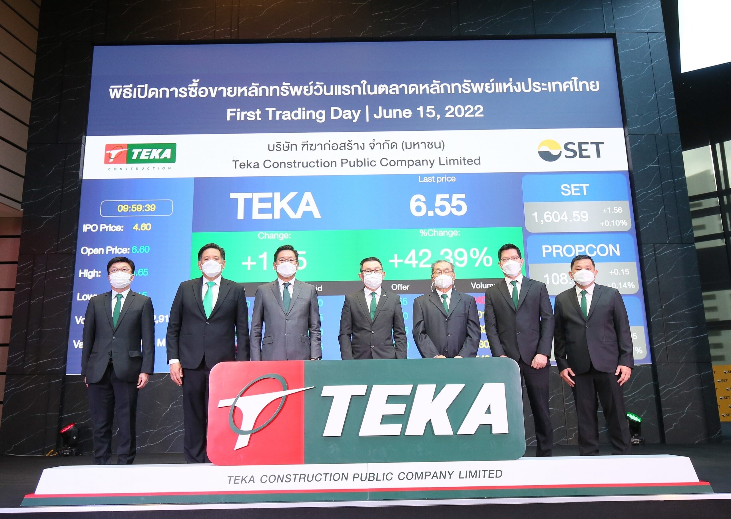 TEKA เริ่มซื้อขายในตลาดหลักทรัพย์ฯ วันแรก