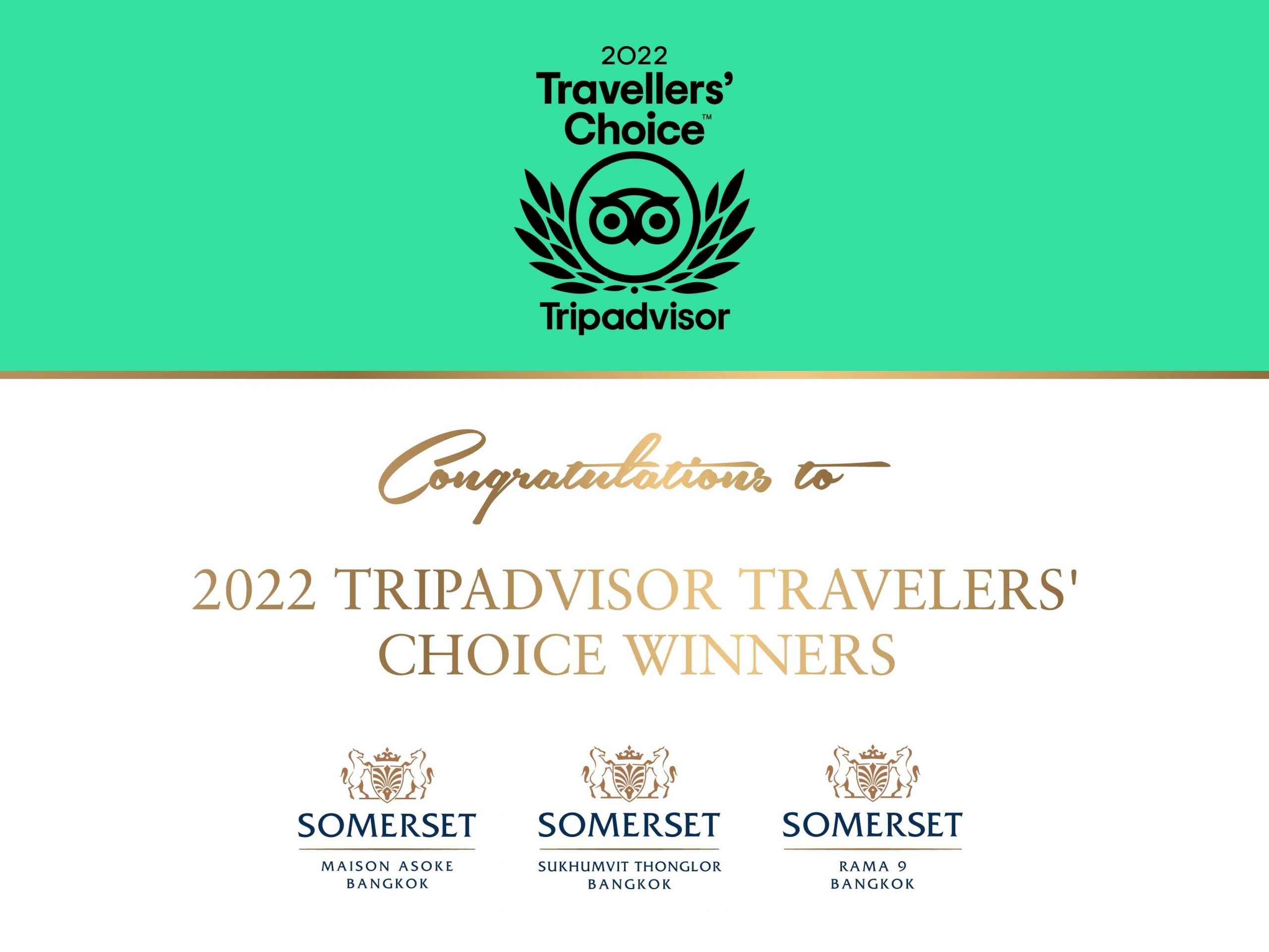 The Ascott Limited (Thailand) Properties Won 2022 Tripadvisor Travelers' Choice Award for Top 10% of Hotels Worldwide