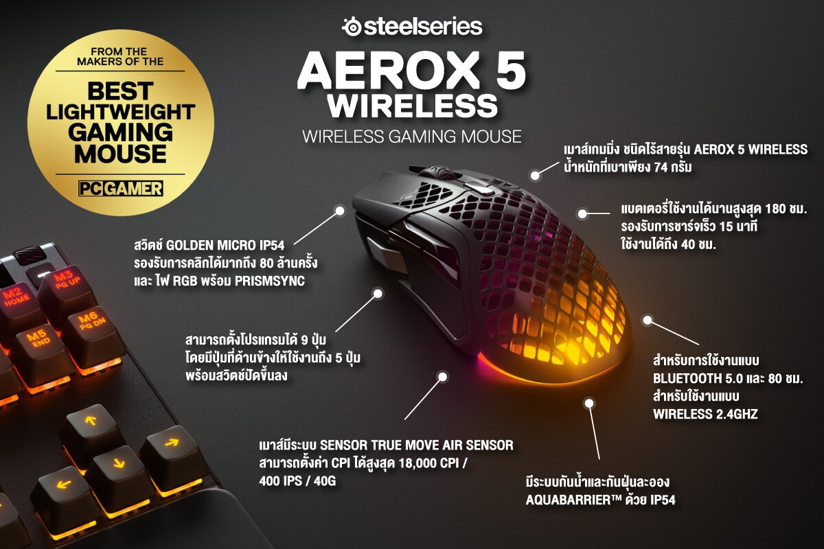 อาร์ทีบีฯ เปิดตัวนวัตกรรมเมาส์เกมมิ่ง 3 รุ่นใหม่ล่าสุด  "Aerox 5" "Aerox 5 Wireless" และ "Aerox9 Wireless" ภายใต้แบรนด์ SteelSeries