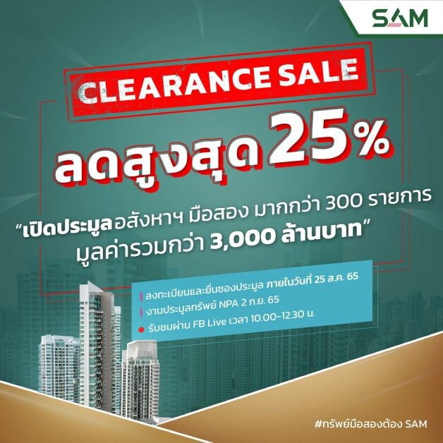 SAM บริษัทบริหารสินทรัพย์ของคนไทย กวาดร้อยล้านในงานประมูลทรัพย์ NPA ครั้งล่าสุด พร้อมรุกตลาดเปิดตัว SAM Virtual Expo 2022 ดีเดย์ 15 ก.ย. นี้