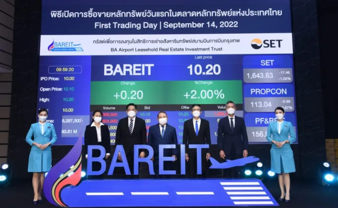 BAREIT เริ่มซื้อขายในตลาดหลักทรัพย์ฯ