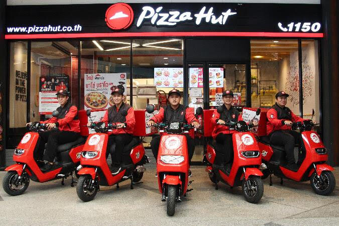 PIZZA HUT EMPOWERS RIDERS TO USE ELECTRIC MOTORCYCLES FOR ECO-FRIENDLY FOOD DELIVERY  THE FIRST PHASE STARTS IN BANGKOK