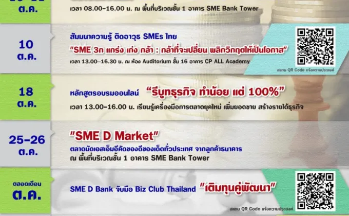 SME D Bank จัดให้ 7 โปรแกรมดี๊ดี