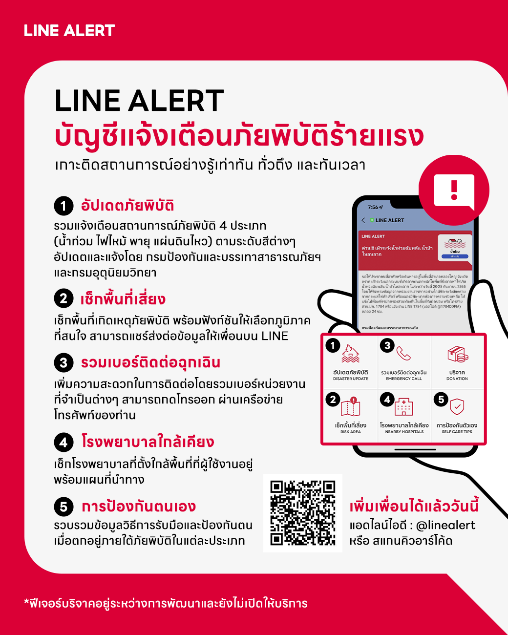 เปิดวิธีใช้ LINE ALERT บัญชีแจ้งเตือนภัยพิบัติร้ายแรงบนแอป LINE ที่มาได้ถูกเวลาในช่วงมรสุมบุกทั่วไทย