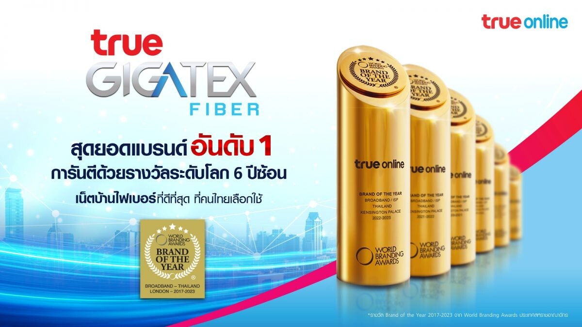 "6 CONSECUTIVE YEARS"  FOR TRUEONLINE AS THE WORLD BEST FIBER INTERNET BRAND, ENGLAND 2022-2023