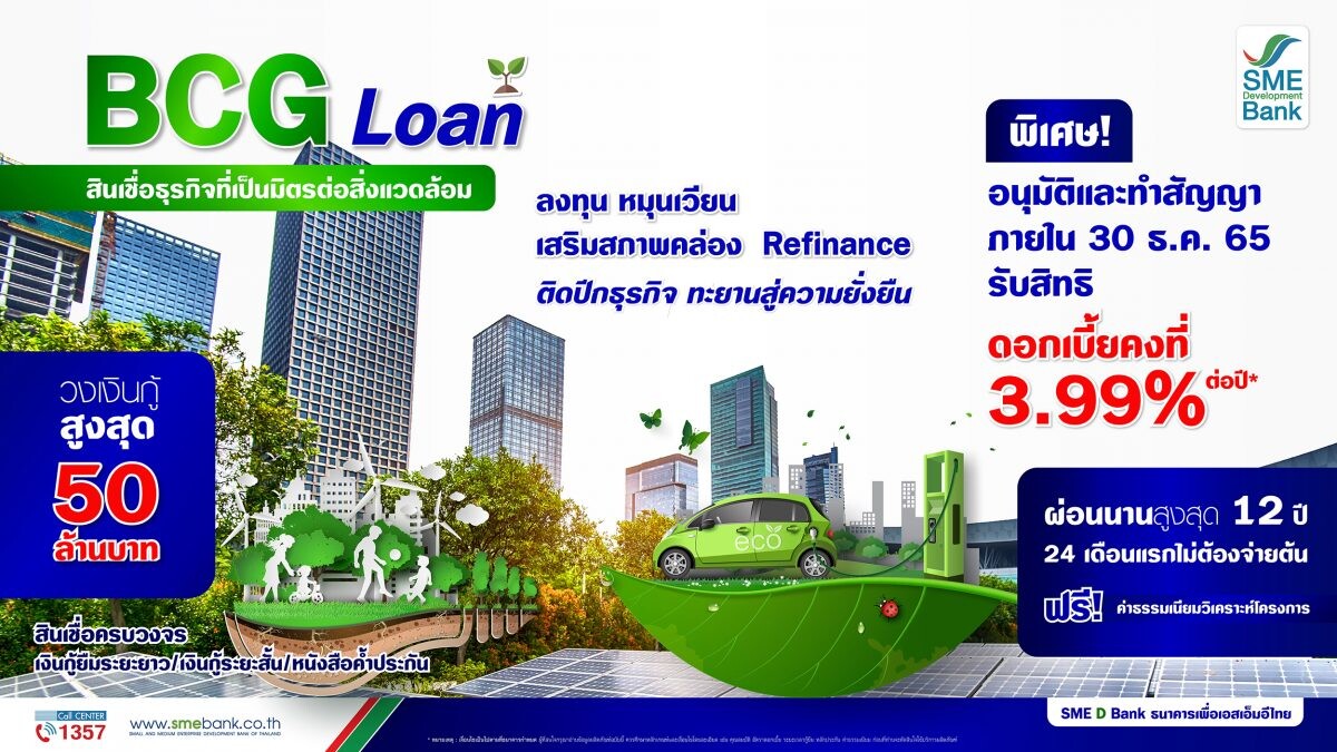 SME D Bank อัดวงเงินสินเชื่อ "BCG Loan" เพิ่มหมื่นล้าน