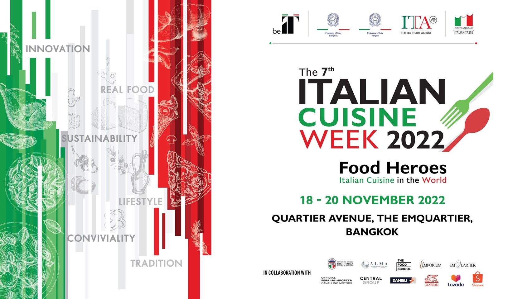 สถานเอกอัครราชทูตอิตาลีประจำประเทศไทย ร่วมกับ สำนักงานพาณิชย์อิตาเลียน ชวนเที่ยวงาน The 7th Italian Cuisine Week (สัปดาห์อาหารอิตาเลียนครั้งที่ 7)