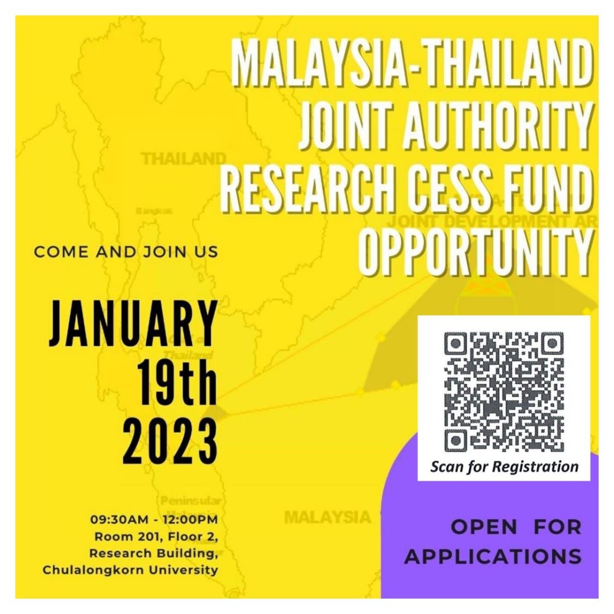 ขอเชิญร่วมกิจกรรม "Malaysia-Thailand Joint Authority Research Cess Fund Roadshow"