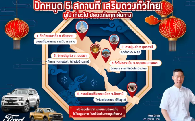 ฟอร์ดปักพิกัด 5 สถานที่เสริมดวงทั่วไทย