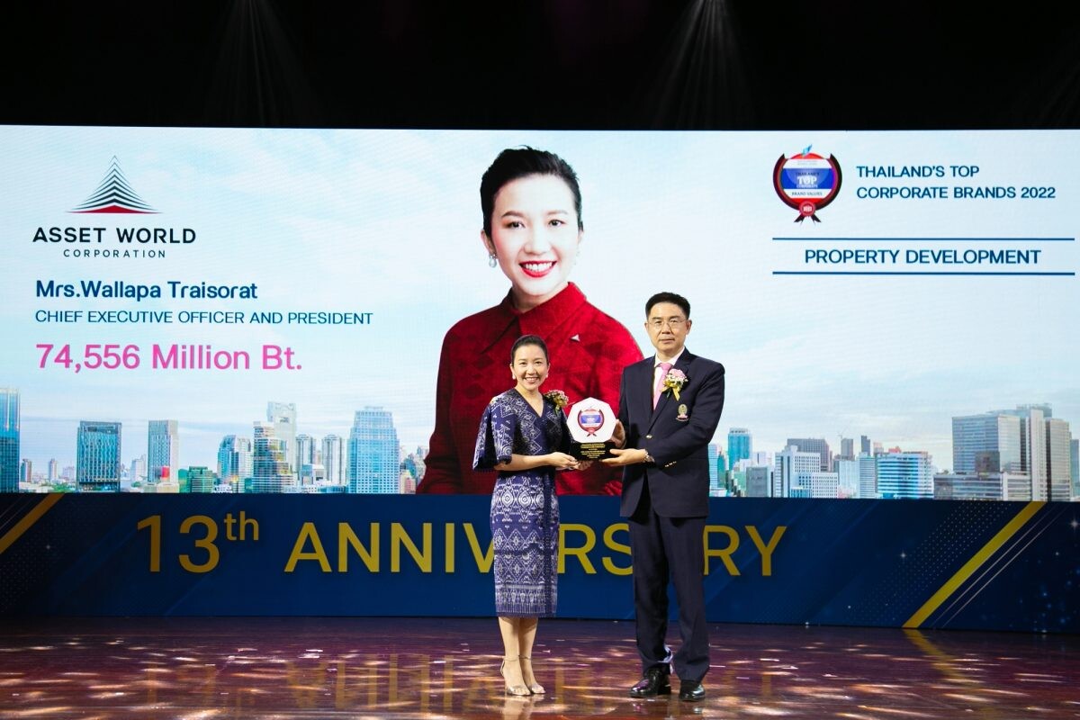 AWC Receives "Thailand's Top Corporate Brands 2022" for having the highest corporate brand value in Thailand in the real estate development category