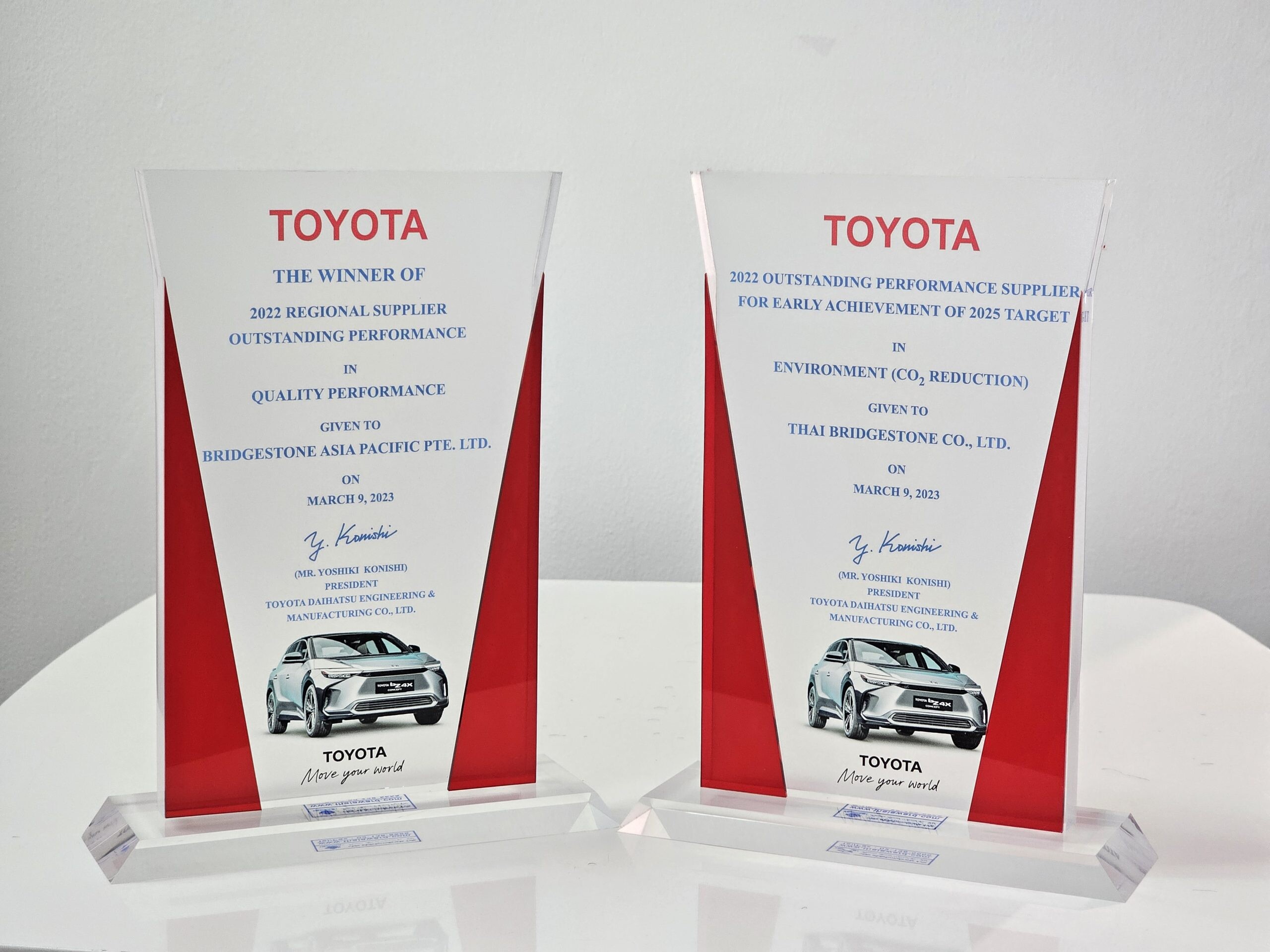 Bridgestone Wins Two Awards, "2022 Regional Outstanding Quality Performance" and "2022 Outstanding Performance for Early Achievement of 2025 CO2 Reduction Target" at "2023 TDEM Annual Supplier Conference"