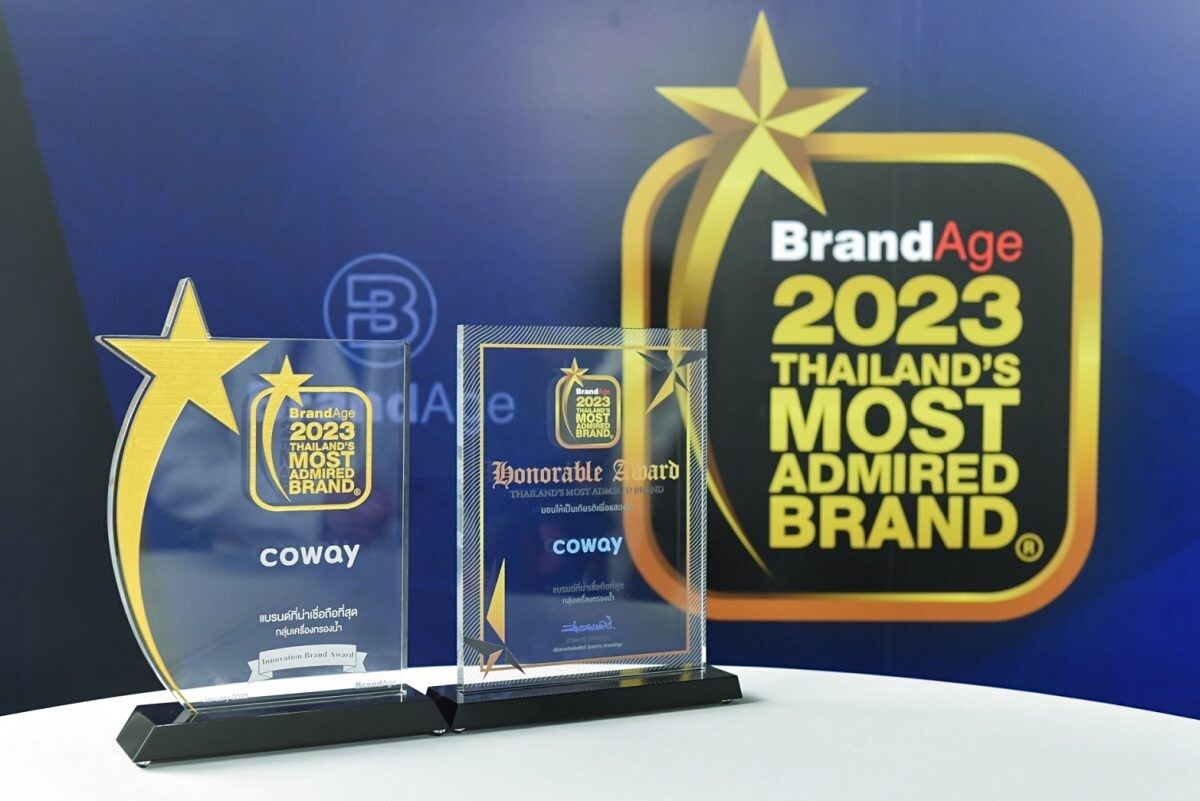 COWAY คว้ารางวัลเครื่องกรองน้ำยอดนิยมในงาน "2023 Thailand's Most Admired Brand and Why We Buy?" ครองใจผู้บริโภคด้วยคะแนนผลสำรวจทั่วประเทศกว่า 32.56%