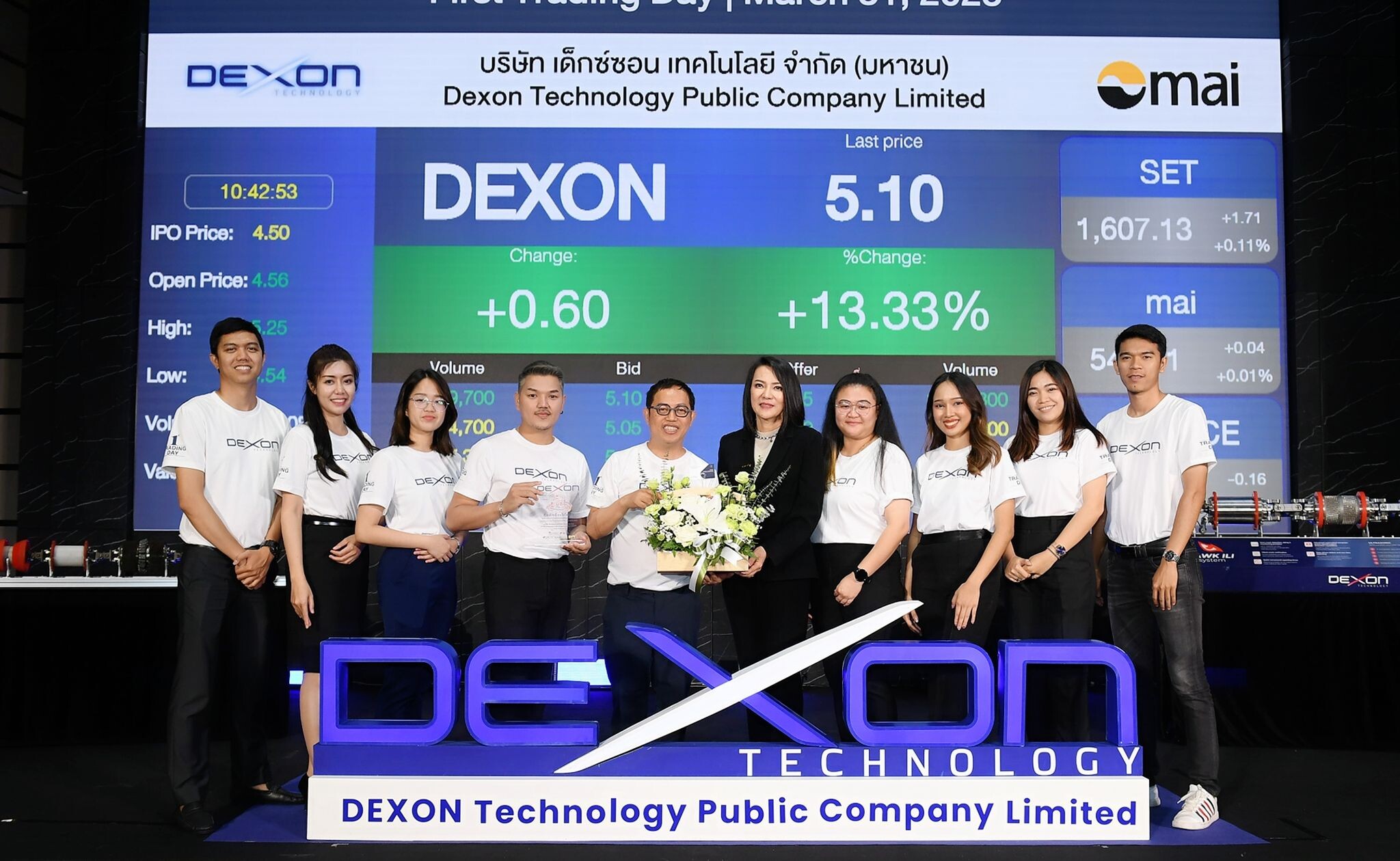 "GRB-TWC" ร่วมแสดงความยินดีกับ DEXON เข้าเทรดวันแรกในตลาดหลักทรัพย์ mai