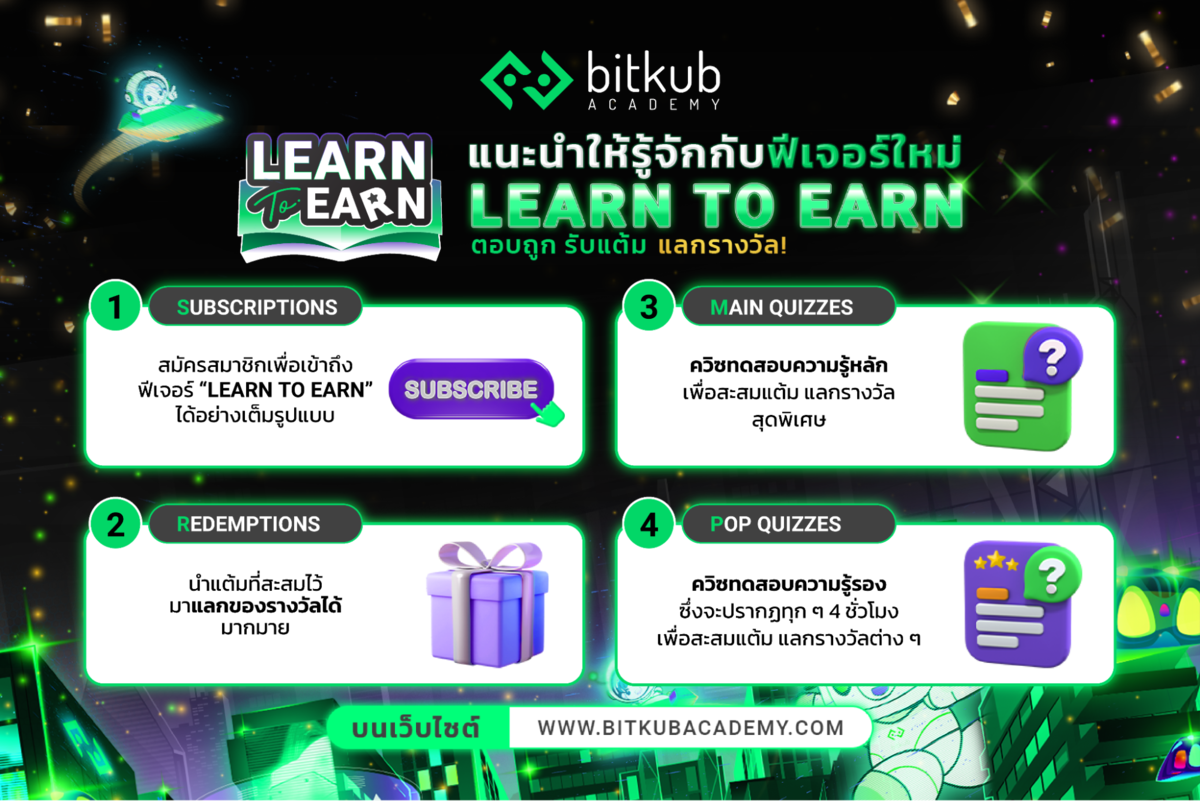 Bitkub Academy ร่วมกับ Circle จัดกิจกรรมสุดพิเศษ "USDC Special Main Quiz" และ "USDC Learn to Earn" เพื่อตอบแทนลูกค้า