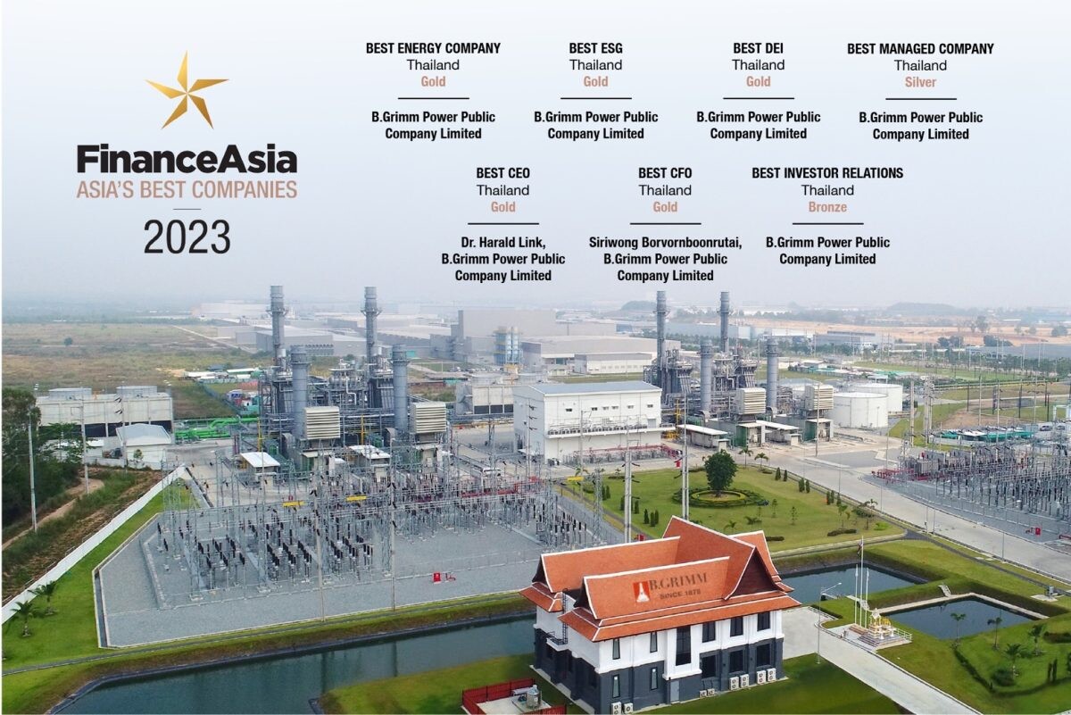 บี.กริม เพาเวอร์ คว้า 7 รางวัล Asia's Best Companies 2023 จากนิตยสาร FinanceAsia ตอกย้ำศักยภาพการดำเนินธุรกิจ และสุดยอดบริษัทแห่งเอเชีย